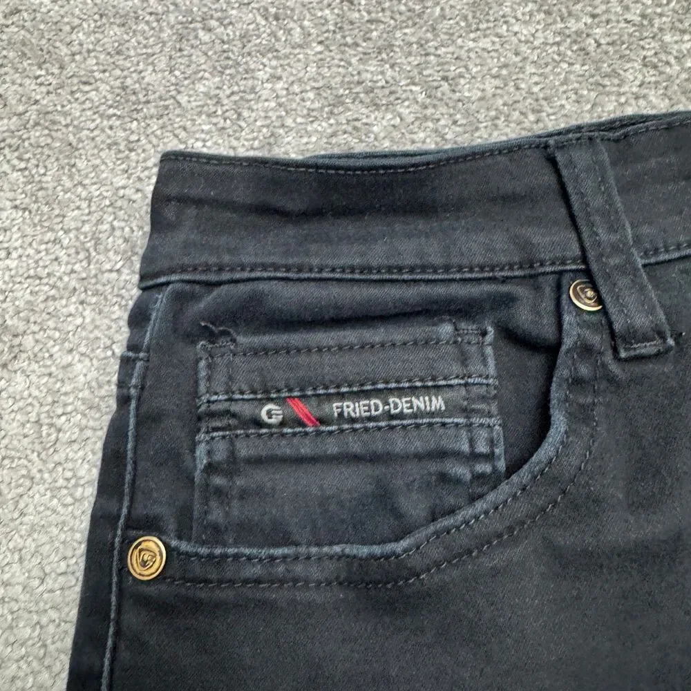 G Fried Slim Fit Straight Moto Denim Jeans Men 32x32 Black Paneled Biker Stretch